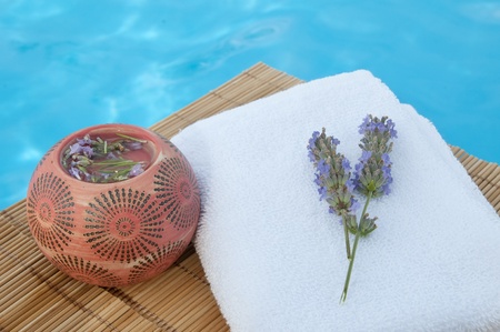 spa background with lavender herbs 
