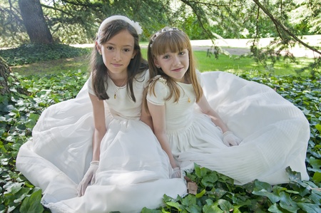 girls white dress the day of their first communion
の写真素材