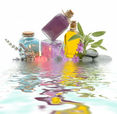 spa treatment with natural herbs and essencesの写真素材