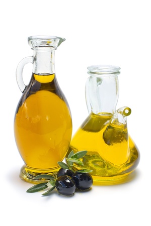 olive oil isolated on white backgroundの写真素材
