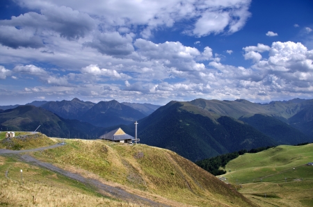 mountain refuge in the French Pyrenees mountainsの写真素材