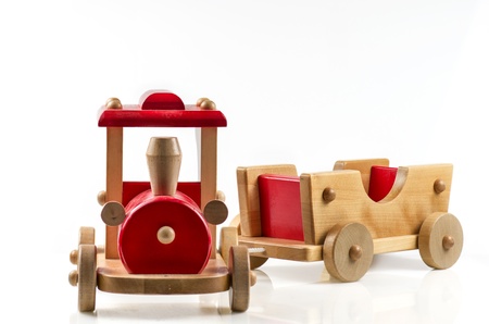 wooden train over white backgroundの写真素材