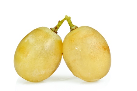 two white grapes with love on white backgroundの写真素材