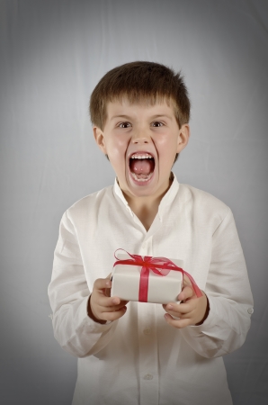 boy giving a gift on Valentine's dayの写真素材