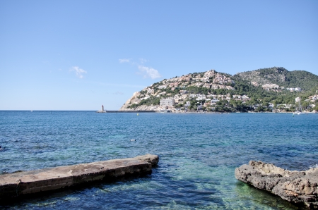 photograph of the entrance to a small port town on the island of Mallorca