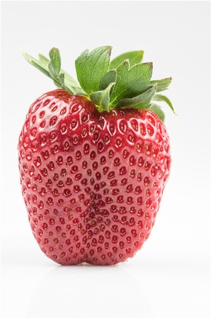 macro picture of fresh strawberries on white backgroundの写真素材