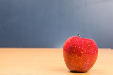 picture of apples with a background of school boardの写真素材