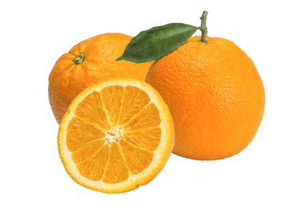picture of Valencia oranges still life with white backgroundの写真素材