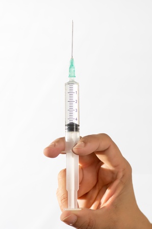macro photography of a syringe ready to put a vaccineの写真素材