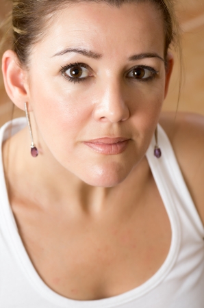portrait of a real woman with serene posturesの写真素材