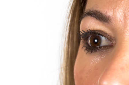 portrait of a eye woman  on white backgroundの写真素材