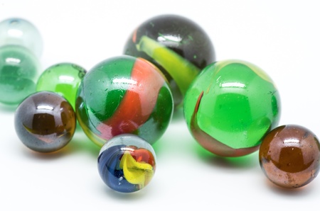picture of glass marbles on white background