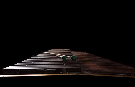 Xylophone with two mallets. Dark background. Close-upの写真素材
