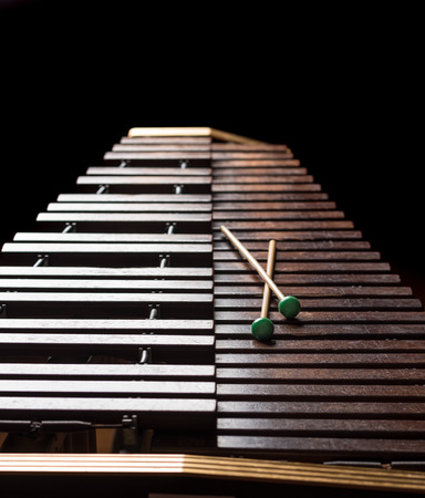 Xylophone with two mallets. Dark background. Close-upの写真素材