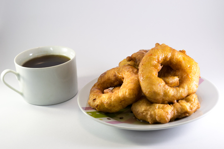 sweet with coffee on white backgroundの写真素材