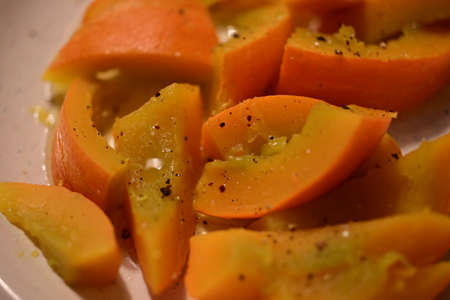 Cooked hokkaido on a plate as a closeupの写真素材