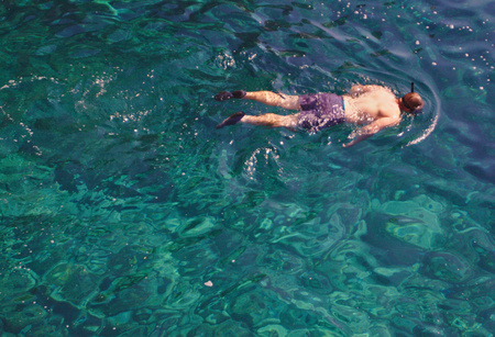 a man with a snorkelの写真素材