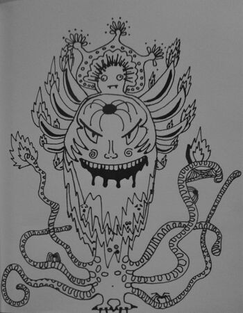 a scary drawn creatureの写真素材