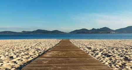 Vao Beach, Vigo. White sand and turquoise watersの写真素材