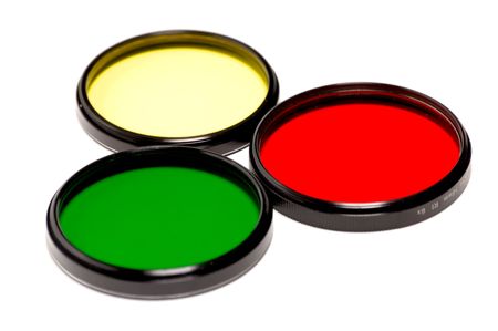 three photographic filters against whiteの写真素材