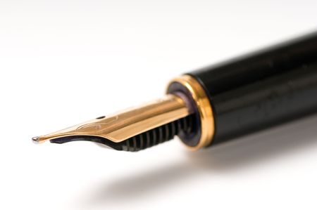 macro image of fountain pen isolated over whiteの写真素材