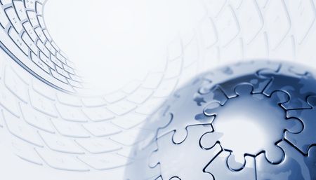 puzzle globe isolated over a white backgroundの写真素材