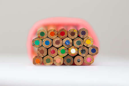 Crayons on the table beautiful and colorful.
