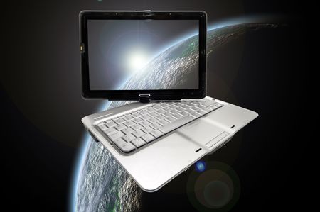 Notebook with planet isolated in black