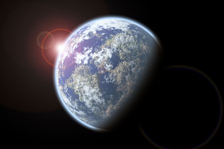 planet isolated in black