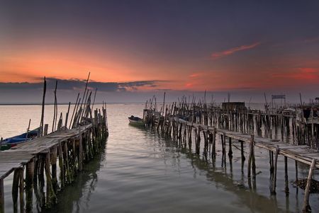 Night falling in Carrasqueira Portugalの写真素材