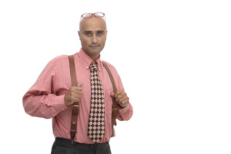 Businessman isolated against a white backgroundの写真素材