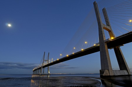 Vasco da Gama bridge in Lisbon Portugal