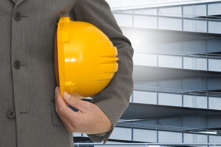 Engineer with modern train station in Lisbon's Nations Parkの写真素材