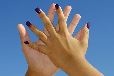 Hands touching in a romantic way