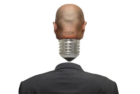 Businessman back isolated against a white backgroundの写真素材