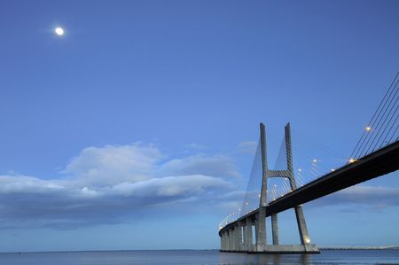 Vasco da Gama bridge in Lisbon Portugal