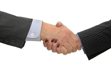 Businessman making a pact isolated in a white backgroundの写真素材