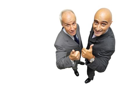 Two businessmen posing isolated in whiteの写真素材