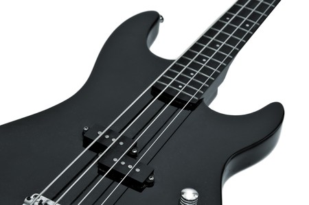 Bass guitar isolated in whiteの写真素材