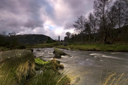 Glendalough landscape in winter,Irelandの写真素材