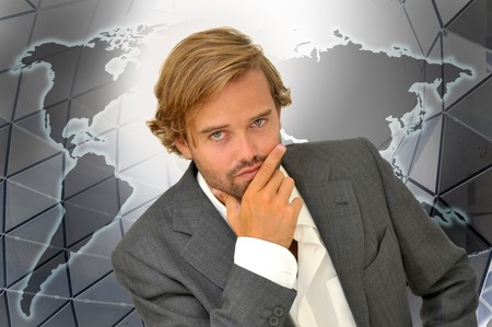 Handsome fashionable businessman portraitの写真素材