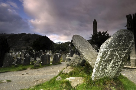 Glendalough cemitery in winter, Ireland