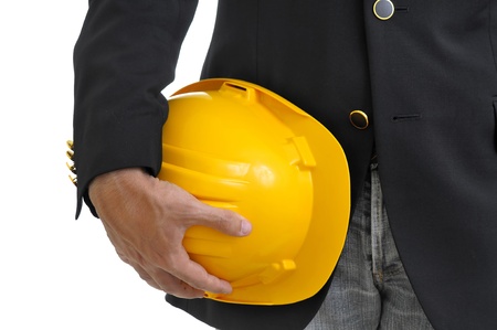 Engineer's hand with helmet