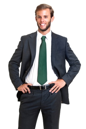 Young businessman isolated in whiteの写真素材