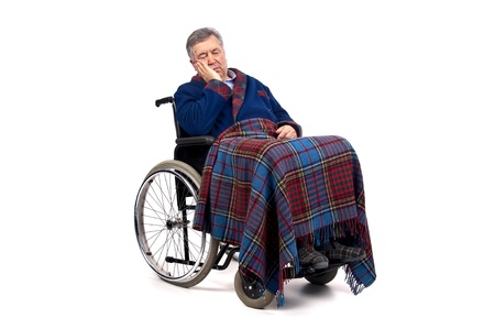 Lonely elderly in a wheelchairの写真素材