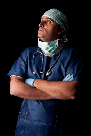 Doctor in a dark backgroundの写真素材