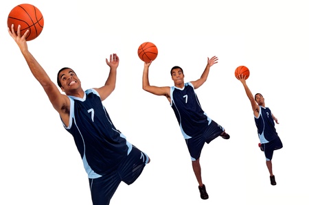 Basketball player isolated in whiteの写真素材