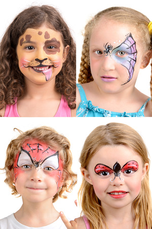 Group of kids with face paintingの写真素材