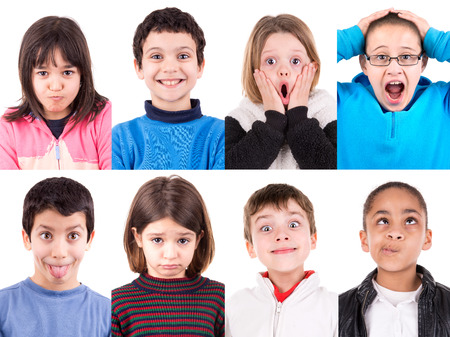 Several kids making funny faces の写真素材