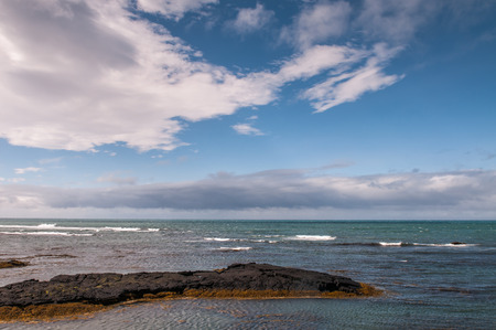 View of north Atlantic from an icelandic shoreの写真素材